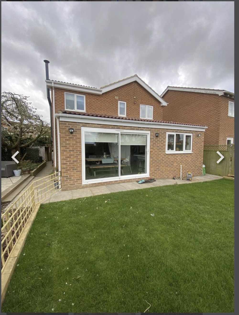 Completed kitchen dining room extension sliding doors Tollerton York - RW Builders